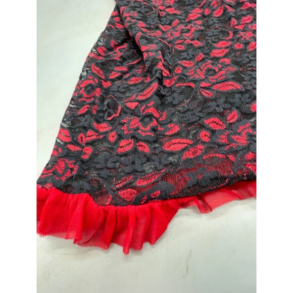 Secret Treasures Lingerie Red Black Lace Chemise Nightgown nylon small READ - Picture 2 of 8